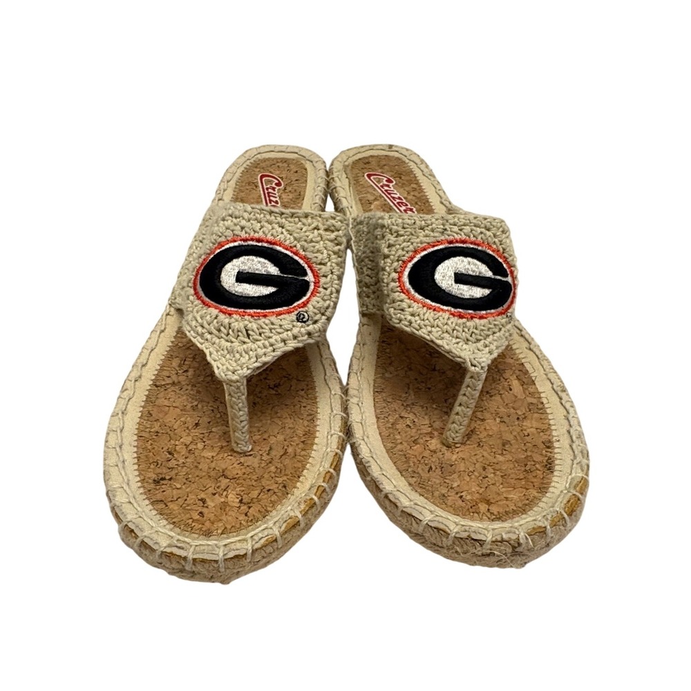 Cruzerz Georgia Bulldogs Crochet Cork Thong Sandals Size 8